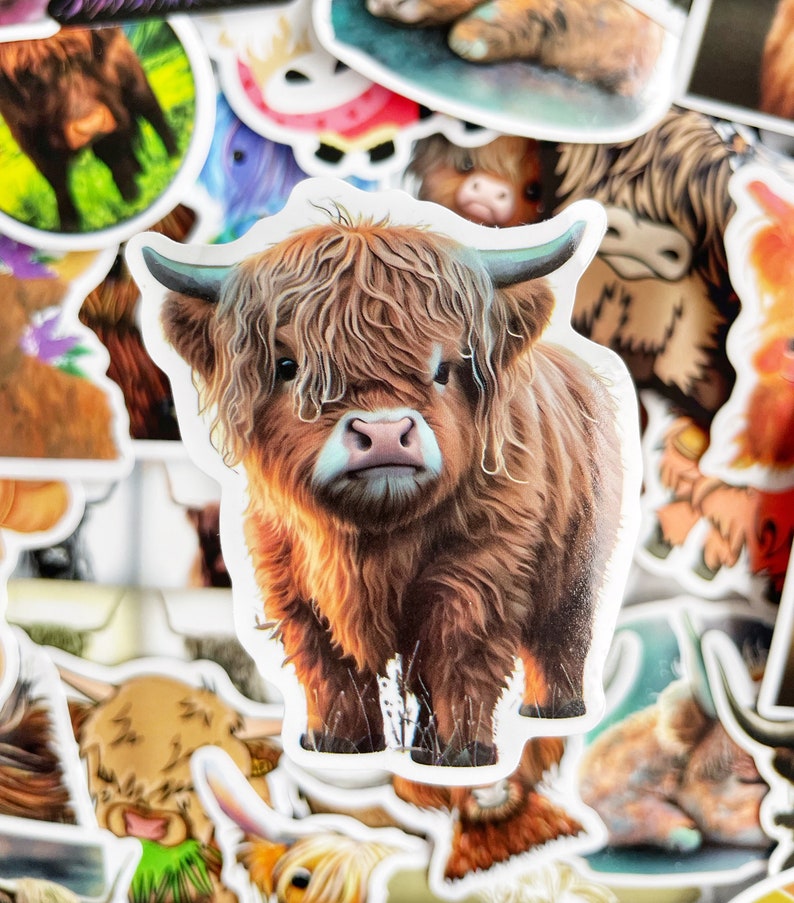 Cow Stickers Pack Highland Cow Gifts Waterproof Vinyl Stickers Laptop stickers Phone stickers image 2