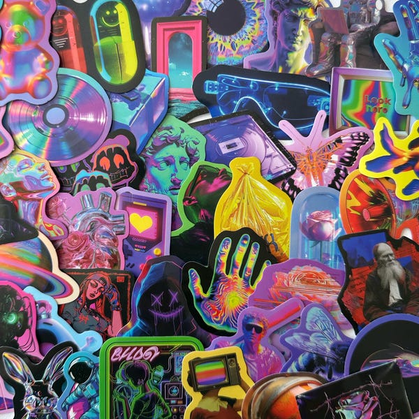 Paquete de pegatinas de vinilo neón: Arte neón vanguardista, decoración tecnológica