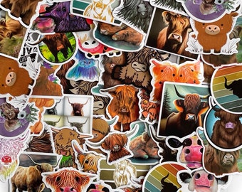 Cow Stickers Pack Highland Cow Gifts Waterproof Vinyl Stickers Laptop stickers Phone stickers