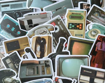 Retro Tech Vinyl Sticker Pack: Y2K Vintage Technik Aufkleber