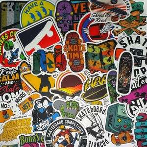 Paquete de pegatinas de vinilo para patinetas: Calcomanías de patinador sorpresa