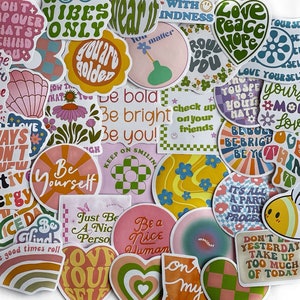 Positivity Sticker Pack Positivity Stickers Pastell ästhetische Aufkleber wasserdicht Aufkleber Wasserflasche Handy Aufkleber