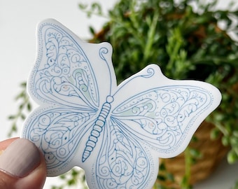 Blue Butterfly Vinyl Sticker: Waterproof Decal for Laptop, Phone, Guitar