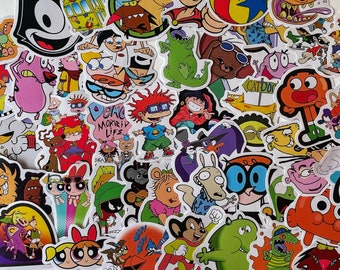Paquete de pegatinas de dibujos animados de los 90 / Pegatinas retro nostálgicas / Bonitas pegatinas de vinilo para portátiles y botellas de agua / Idea de regalo de los 90