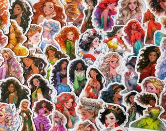 Disney Princess Inspired Stickers - Waterproof Vinyl Decals, Surprise Pack