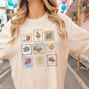 Vintage Fruit Stamp T-shirt Fruit Of The Spirit Shirt Fruits of the Spirit Bible Verse T-Shirt Strawberry Shirt Botanical Print Faith Shirt