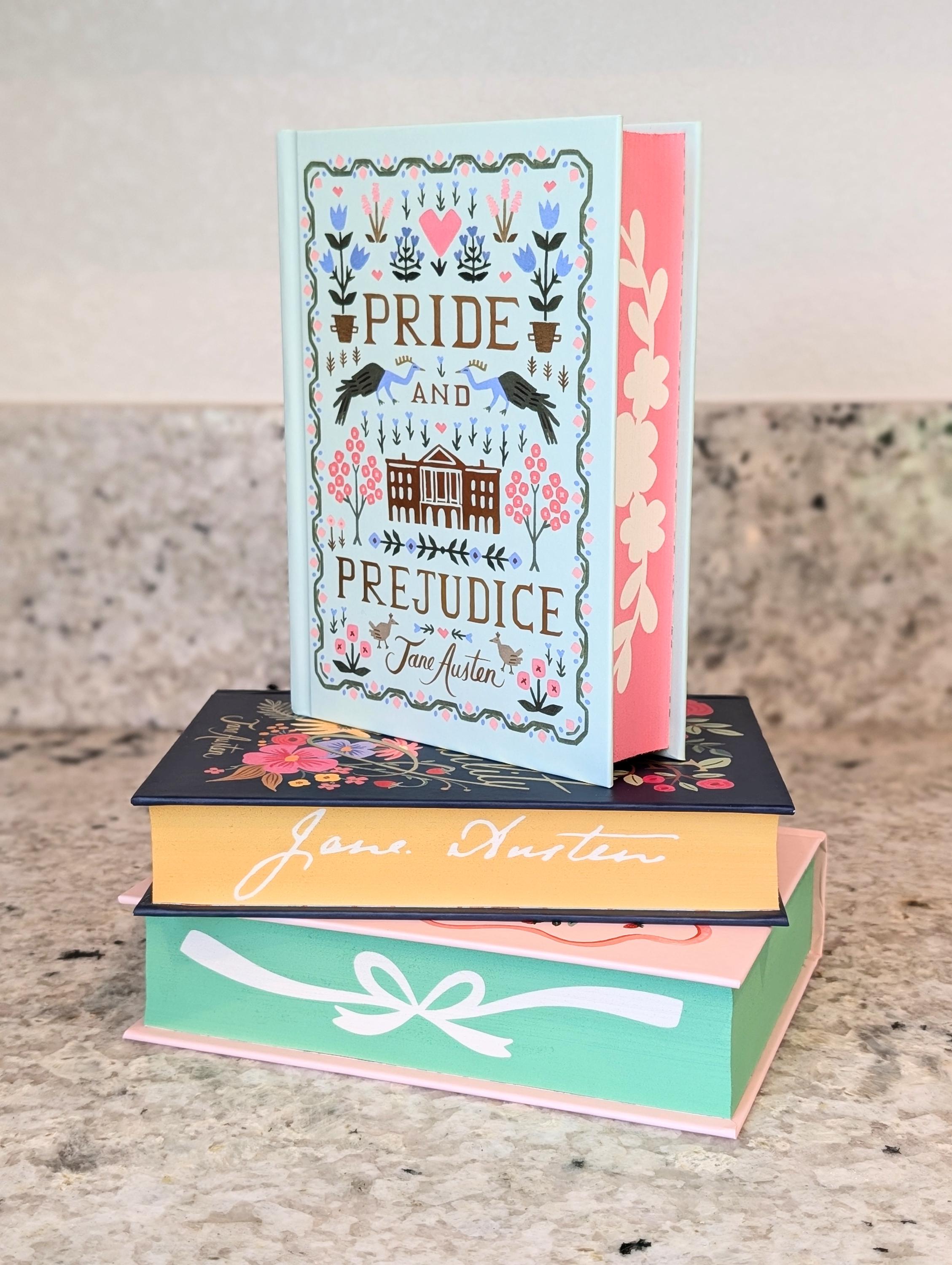 Jane Austen set with sprayed edges, Pride and Prejudice, Sense and Sensibility, Emma, classics, special edition books, holiday gifts