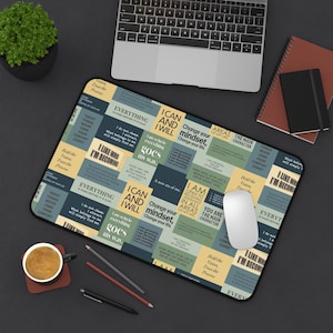 Motivational Affirmations Desk Mat | Positive Quote Desk Pad, Patchwork Inspiration