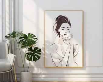 Moderno Chic Impresión digital Arte de pared Descargar decoración de pared digital Descarga instantánea Cartel vertical Beige Sala de estar Impresión de arte de alta resolución