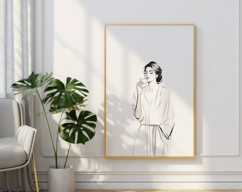 Impresión digital estética Arte de pared Descargar decoración de pared digital Descarga instantánea Cartel vertical Beige Blanco Dormitorio Arte Impresión de alta resolución
