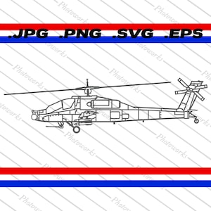 AH-64 Apache aanvalshelikopter, militair vliegtuig, zijkant, digitale download, SVG-vectorbestand