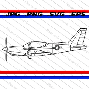 May include: A black and white line art illustration of a single-engine propeller airplane in profile view, featuring a star insignia on the fuselage. The text .JPG .PNG .SVG .EPS appears at the top in black against a white background.