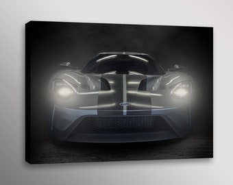 Ford GT Supercar in the Garage Original Wall Art Automotive Canvas Print High Quality Custom Design Made in USA