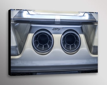 Ford GT Supercar Rear Exhaust Original Wall Art Automotive Canvas Print High Quality Custom Design Made in USA