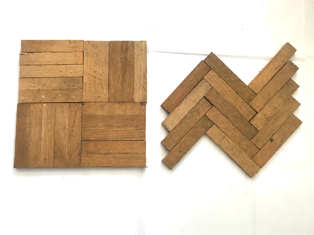 Teak Oak Parquet Vintage Hard Wood Flooring Five Fingers Style Reclaimed  for Flooring and Upcycling Furniture and Walls