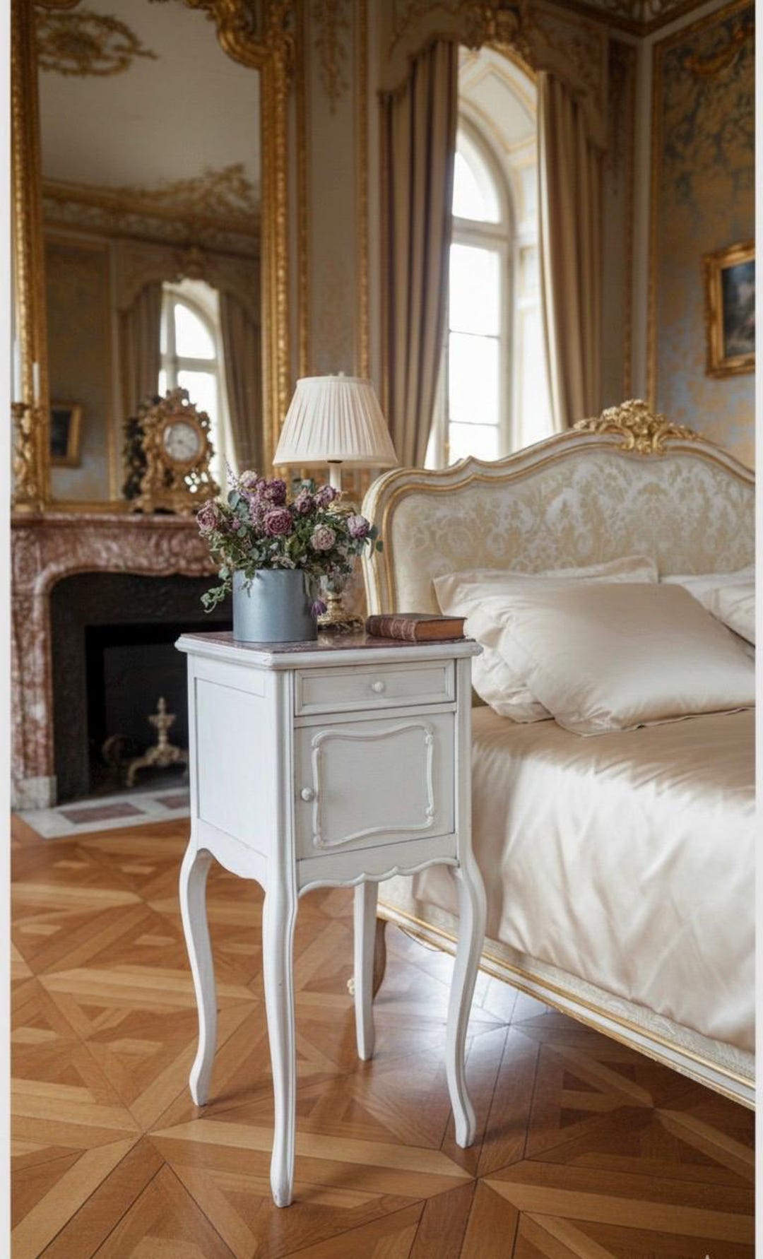 Vintage French Provincial Nightstand | Rouge Royal Marble Top