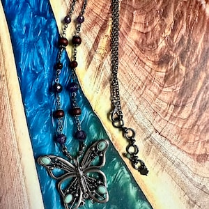 Vintage Lucky Brand Large Butterfly Pendant Necklace