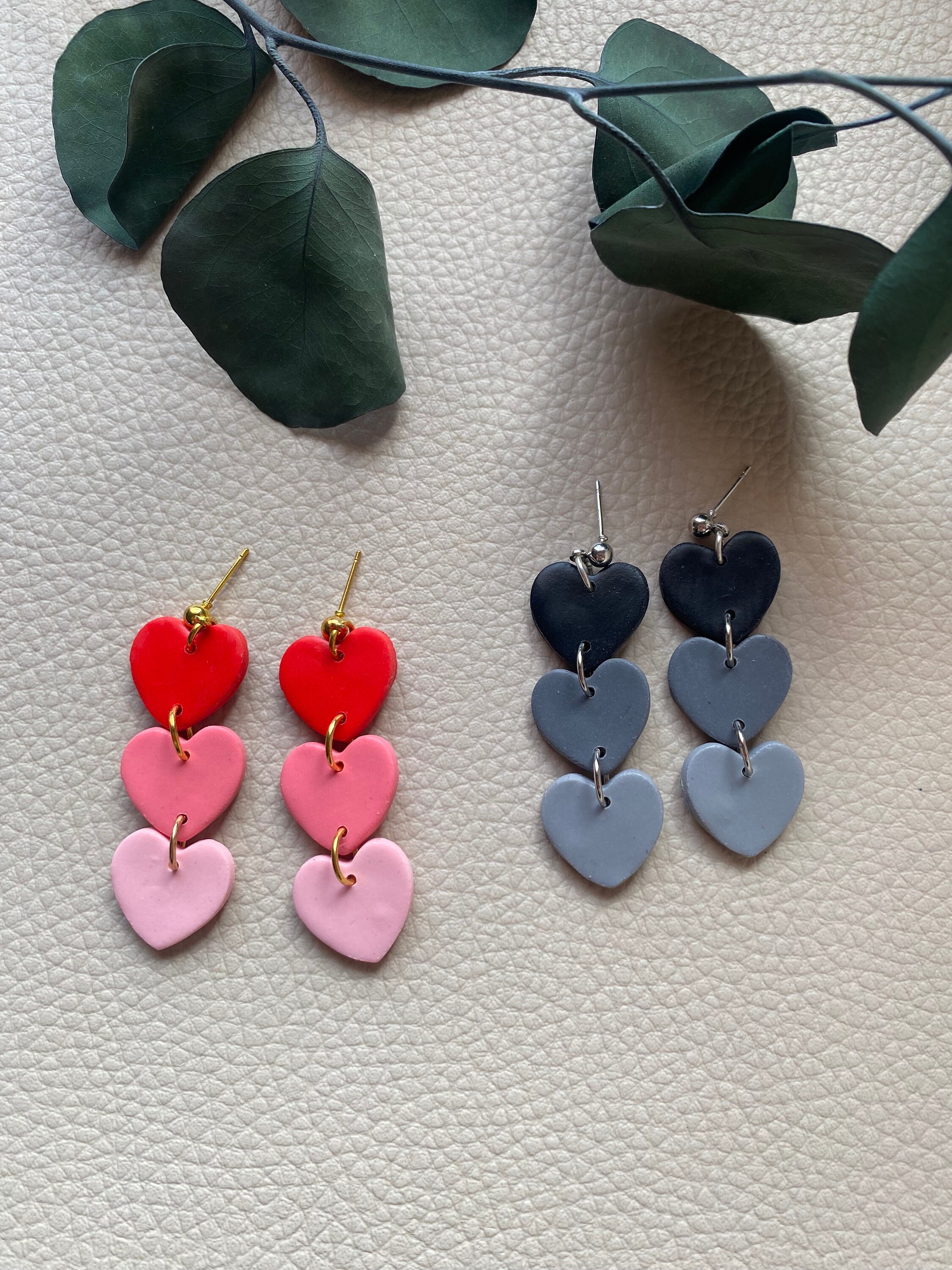 Long Polymer Clay Earrings, Heart, Handmade Jewelry, Accessories, Stainless  Steel, Stainless Steel, Polymer Clay, Earrings - Etsy