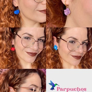 Flower charms earrings, handmade jewelry, accessories, stainless steel, stainless steel, polymer clay, earrings, flower image 3