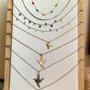 Collier acier inoxydable, accessoire mode, femme, raies, étoiles, collier, colibri image 1