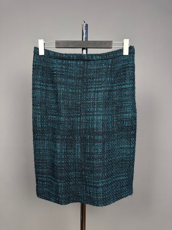 Prada Milano Ladies Green Wool Check Plaid Skirt … - image 1