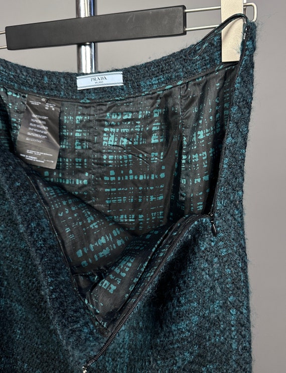 Prada Milano Ladies Green Wool Check Plaid Skirt … - image 6