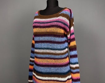 Missoni Collection Multicolor Striped Mohair Wool Sweater Jumper Pullover Sz M-L