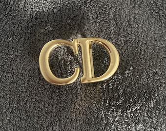 Vintage CD Dior Golden Belt Buckle Reversible Leather Belt Gold CD Monogram Iron Metal Spell Out Logo 1.15"