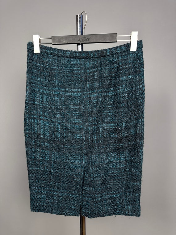 Prada Milano Ladies Green Wool Check Plaid Skirt … - image 5