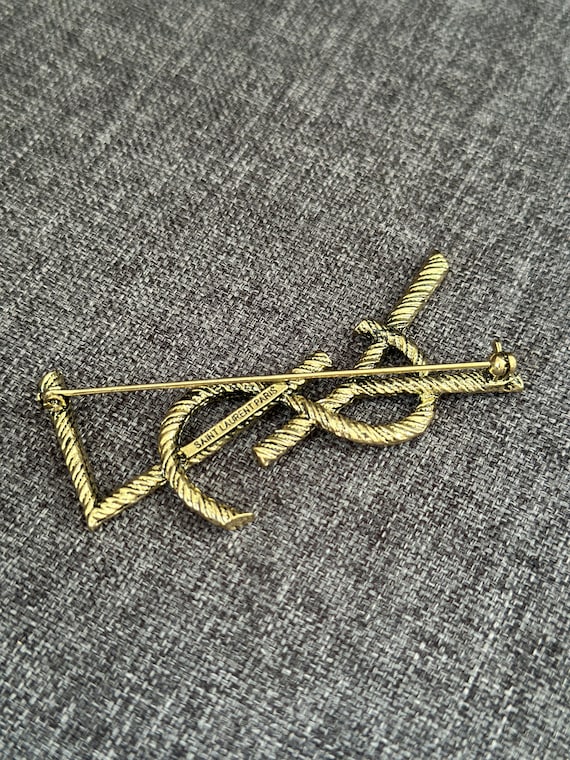 YSL VTG Yves Saint Laurent Vintage Golden Brooch … - image 3