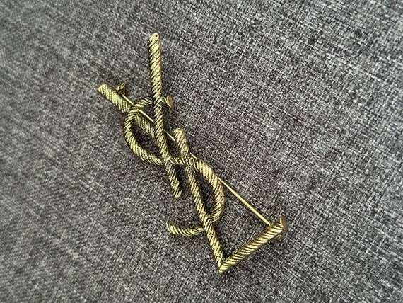 YSL VTG Yves Saint Laurent Vintage Golden Brooch … - image 2