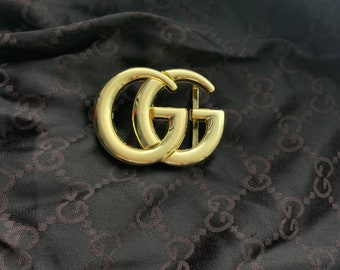 Vintage Gucci GG Gold Gürtelschnalle Wendeleder Gürtel GG Monogramm Eisen Metall Zauber, Logo