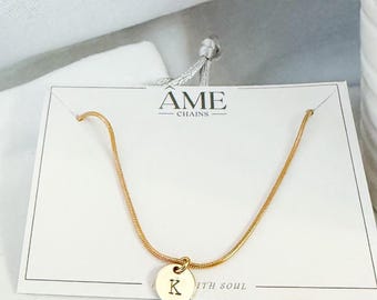 Minimalistic Eden Chain customizable Circle Tag Initial