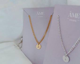 Classic Cuban Chain customizable Circle Tag Initial