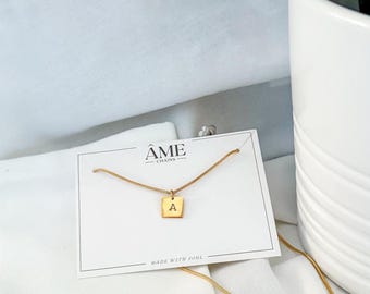 Minimalistic Eden Chain Customizable Square Tag Initial