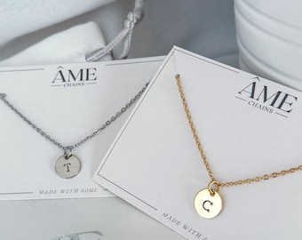 Dainty Oval Chain customizable Circle Tag Initial