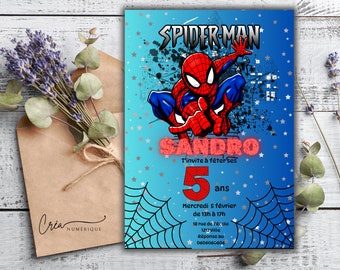 Carte invitation d'anniversaire personnalisée Spiderman
