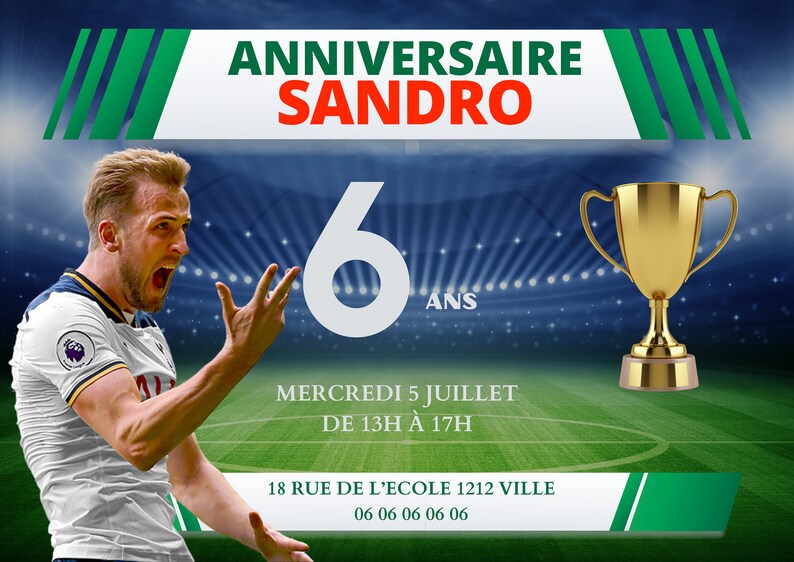 Birthday Invitation Card for Football Players Mbappé Griezmann Ronaldo Neymar Messi Etsy