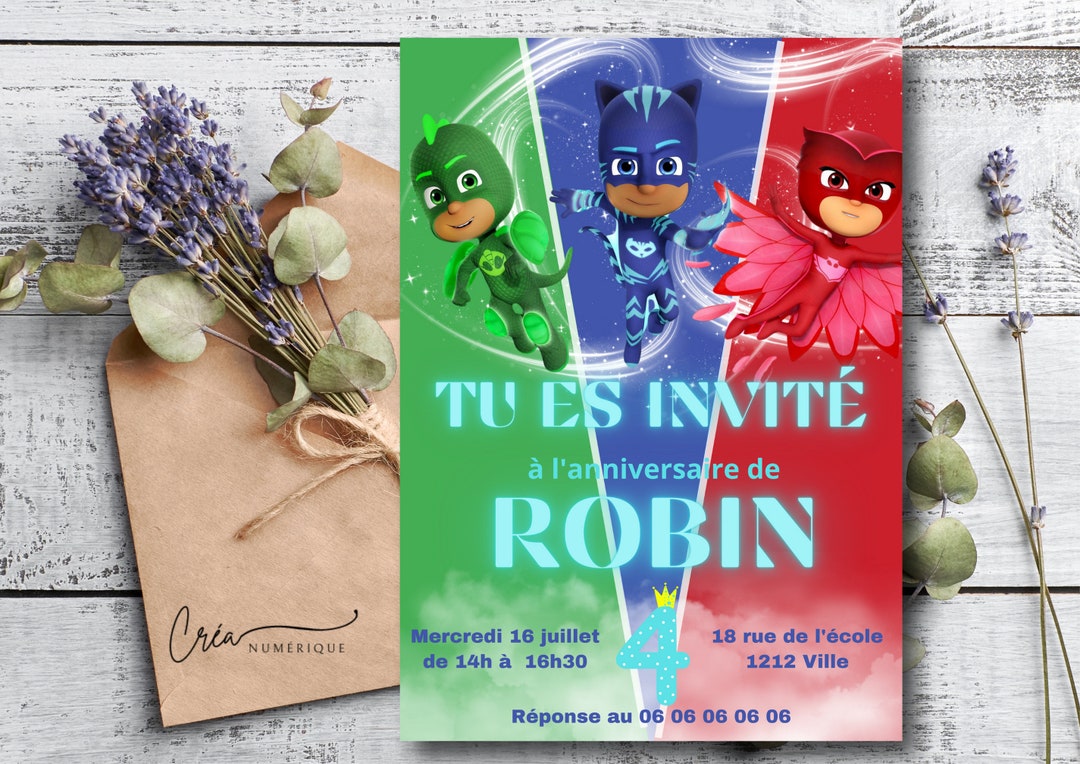 Pyjamasque Toppers Carte Invitation Pyjamasque A Imprimer – AOSA