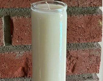 WHITE 7-day Unscented Prayer Candle - Soy Wax