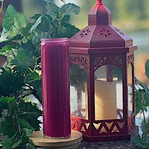 Prayer Candle - MAGENTA 7-day Unscented - 100% Natural Soy Wax
