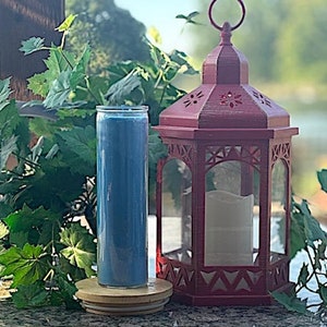 Prayer Candle - DENIM BLUE 7-day Unscented - 100% Natural Soy Wax
