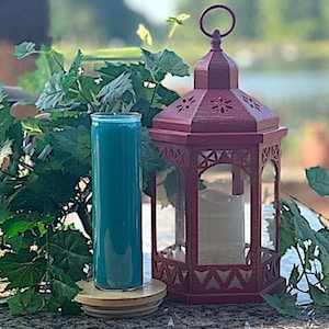 Prayer Candle - TEAL 7-day Unscented - 100% Natural Soy Wax