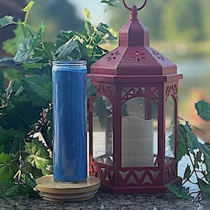 Prayer Candle - BLUE 7-day Unscented - 100% Natural Soy Wax
