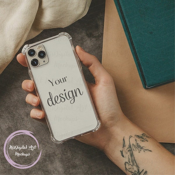 Clear iPhone Case Mockup l Phone Cover Mockup l iPhone Case Mockup l Cute Phone Case Mockup l Transparent Phone Case Mockup