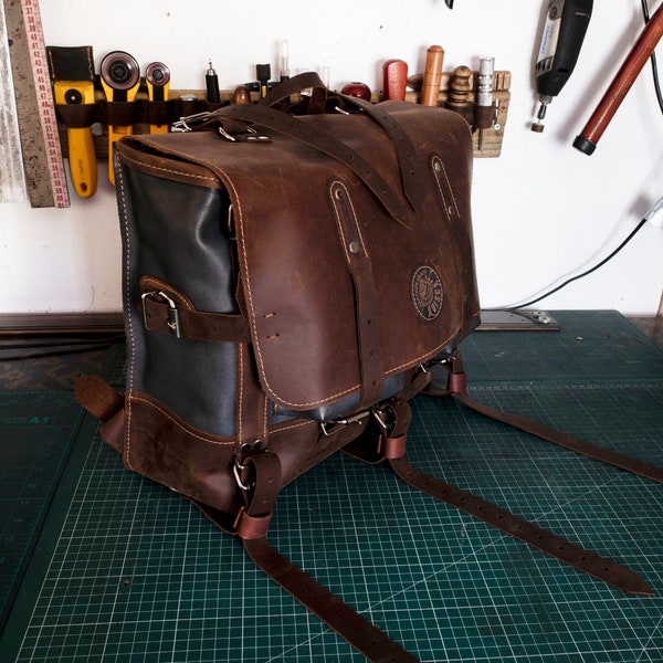 Leather explorer backpack