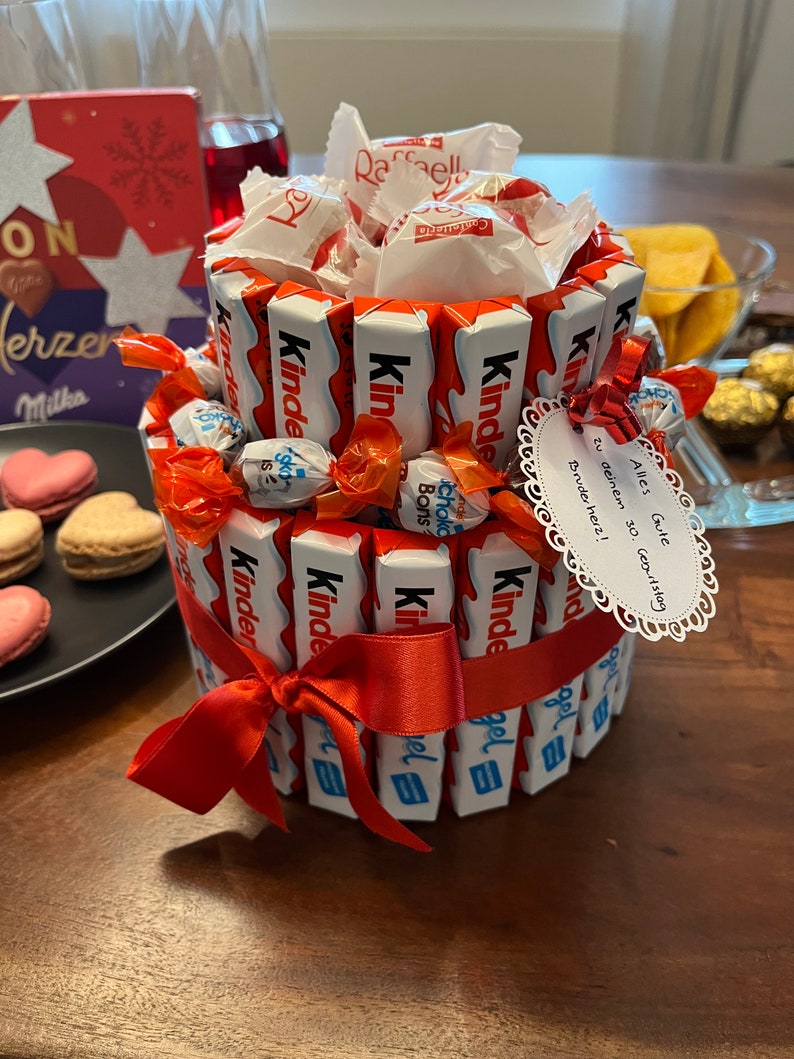 Praline cake with children's bars as a gift for an anniversary, Mother's Day, Valentine's Day, birthday, wedding, anniversary, engagement image 1