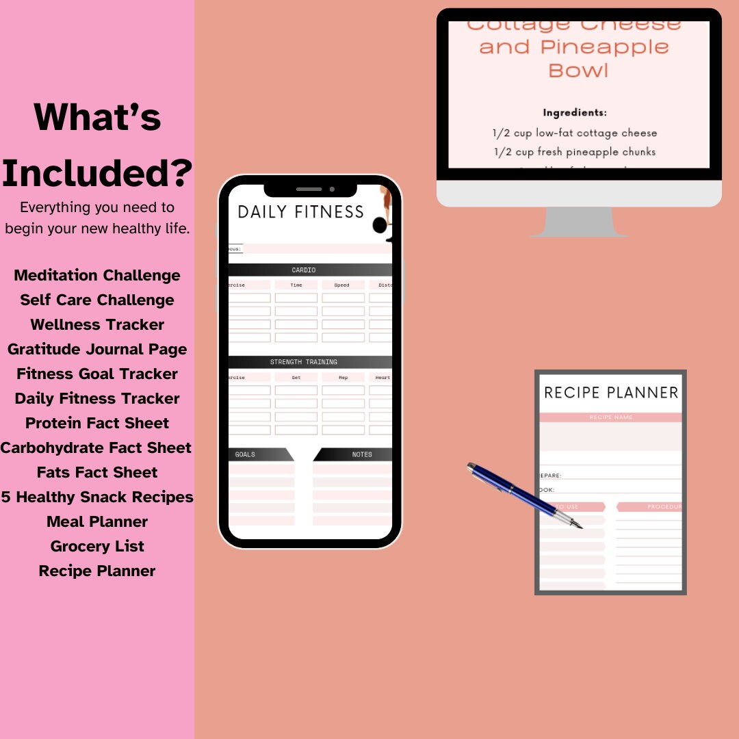 Fitness Planner Printable Weight Loss Tracker Workout Planner Healthy ...