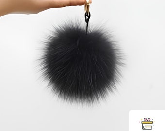 Stylish Luxury Fluffy Fox Fur Keychain: Plush Ball Bag & Car Key Metal Pendant Keyring Accessory