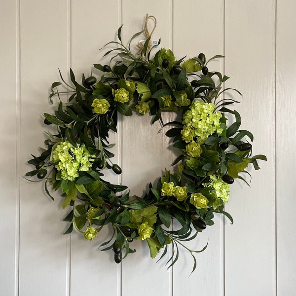 All Year Round Faux Wreath - 50cm, Handmade Luxury Wreath for Front Door Spring Wreath Summer Wreath, Gift for New Home Owner, Home Decor